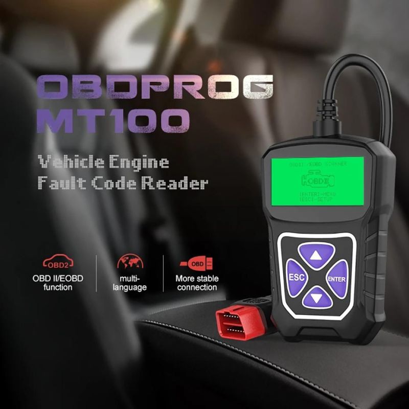 Obdprog Mt100 OBD2 Automotive Scanner Professional Code Reader Scanner Tool Auto Car Diagnostic Tool Eobd Engine Check Pk Elm327