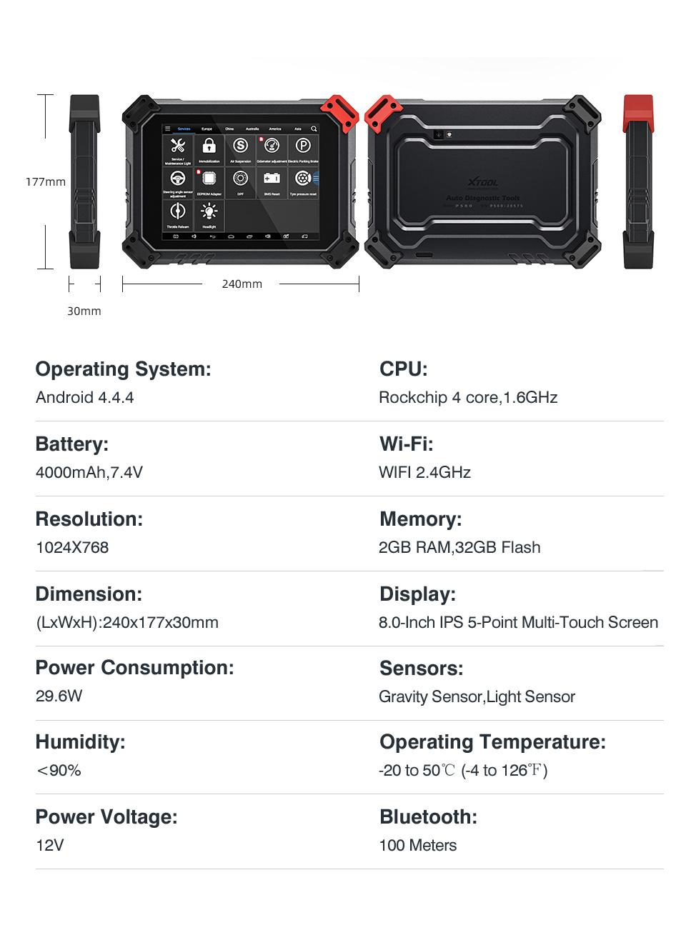 Xtool PS80 Lite OBD2 Car Diagnostic Tool Action Test + ECU Coding Key Programmer Automotive Scan OBD2 Code Reader Pk Mk808bt Mk808