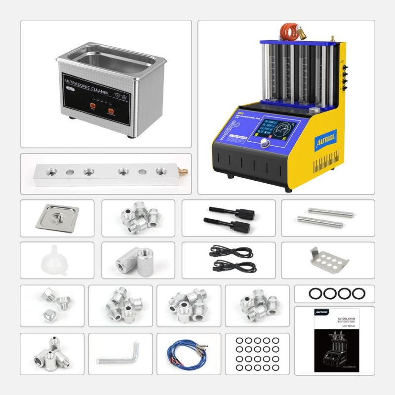 Autool CT180 Intelligent Upgrade Fuel Injector Tester Cleaning Machine Injector Ultrasonic Cleaner 4-Cylinders 110V 220V for Gdi