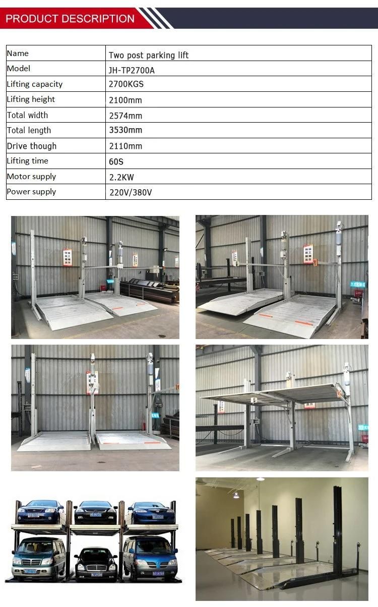 Two Storey Double Hydraulic Car Lift Mechanized Parking