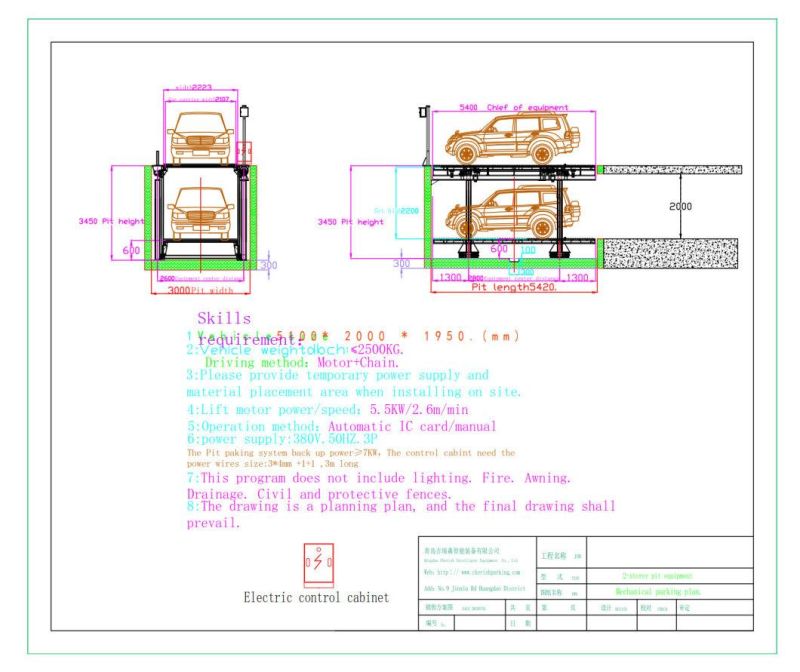 Three/3 Platforms Pit/Underground Parking System for 6 Cars Lift