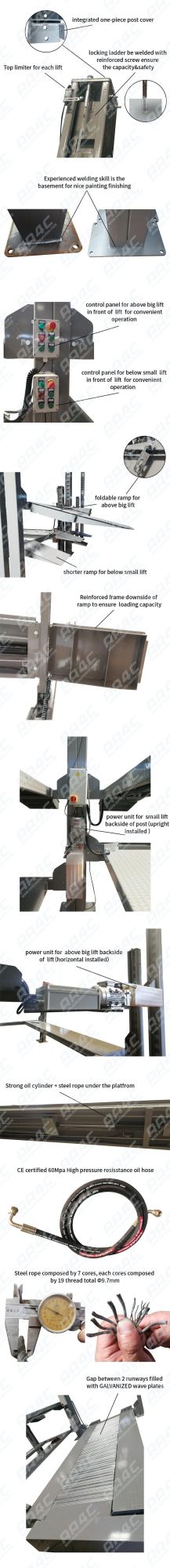 AA4c 4 Post Parking Lift High Rise Four Post Parking Hoist 3 Cars Parking Auto Hoist Vehicle Ramp