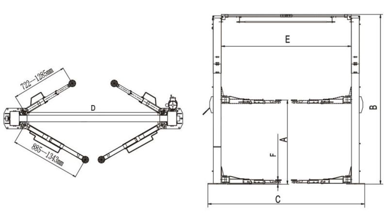 ANSI Standard Hydraulic Two Post Lift for Carbarn