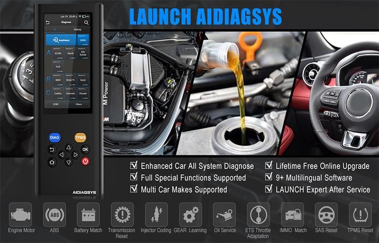 Launch Aidiagsys Car System Diagnostic and Programming Tool ABS Epb DPF Oil Reset TPMS