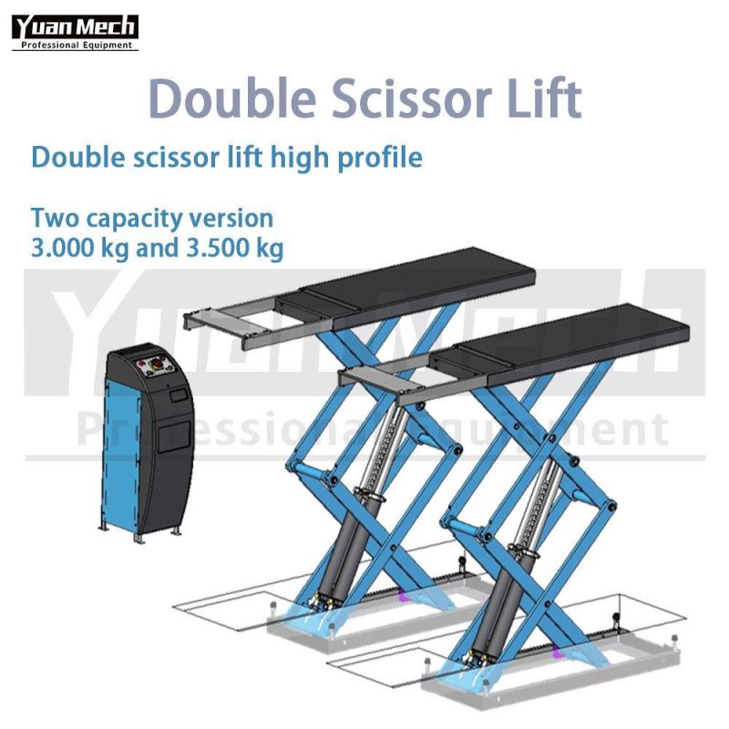 Yuanmech Dhi30s High Profile Double Scissor Lift Inground with Mechanical Safety Devise