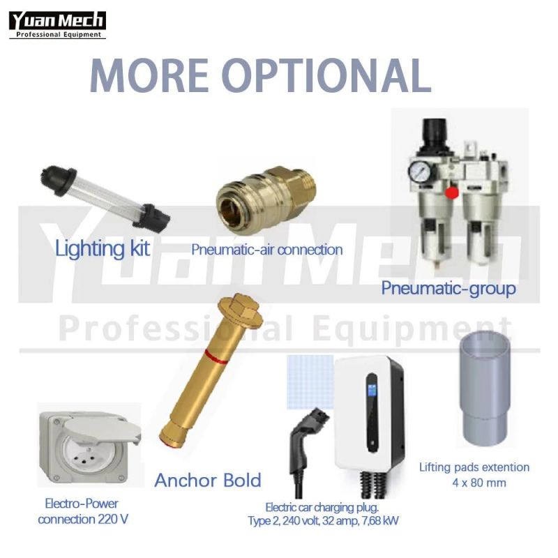 Yuanmech F4032em Baseplate Two Post Car Lift with Manual Down Ventil Leverand and Electromagnet Mechanical