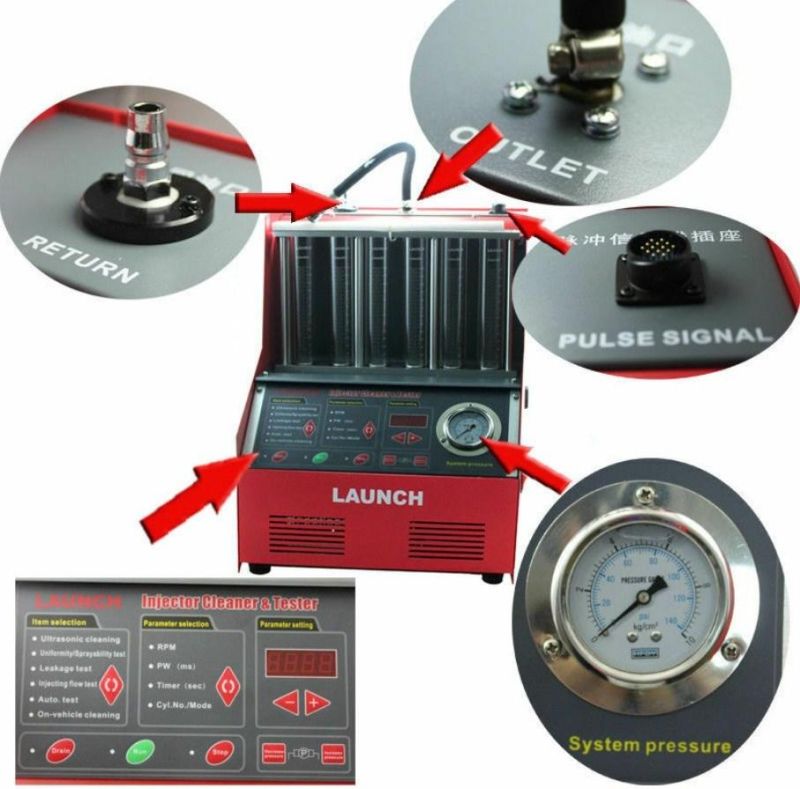 Launch Ultrasonic Fuel Injector Tester Cleaner for Petrol Vehicle 220V 6-Cylinde