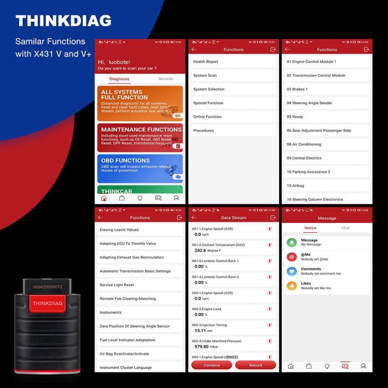 Thinkcar Thinkdiag All System OBD2 Diagnostic Tool with All Car Brand & 16 Reset Functions & 2 Year Free Update Online