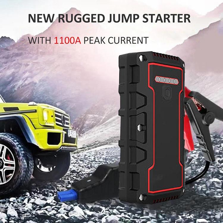 Rugged Car Battery Jump Starter Vehicle Jumper Box Waterproof 1100A Peak Portable Jump Starter