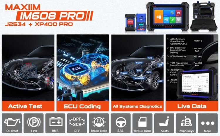 Autel Universal Auto Key Maxilm Im608 Key Programmer Vehicle Diagnostic Machine for All Cars Escaner Auro Otosys Im100