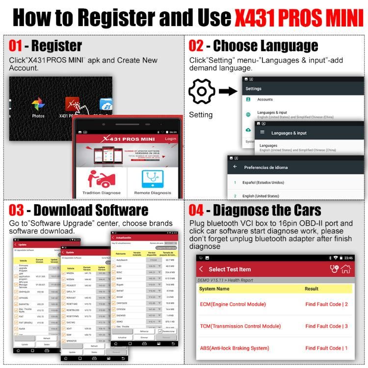 Full System Vehicle Diagnosis Machine Launch X431 Pros Mini with Oil Reset Service