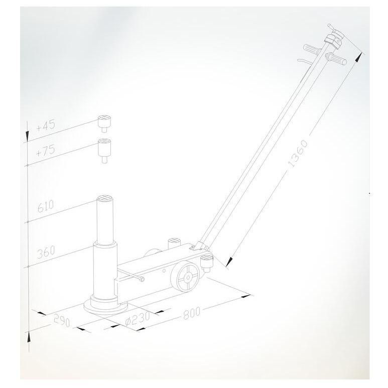 610mm Max Height Air Hydraulic Jack 25ton