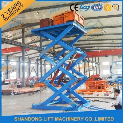 Vertical Hydraulic Scissor Cargo Lifting Equipment in Warehouse