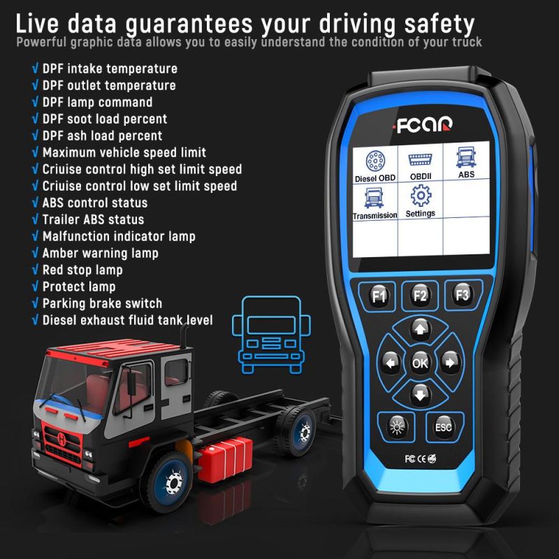 Fcar F507 Heavy Duty Diesel Truck Car Diagnostic Tool ABS Ger Reast Pickup Bus Excavator OBD2 Automotive Diagnostic Scanner