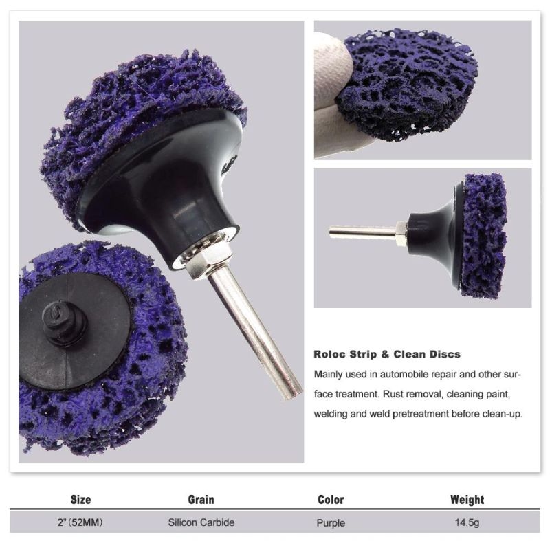 2" 50mm Quick Change Roll Lock Easy Strip & Clean Discs Purple for Paint Rust Removal Auto Surface Prep