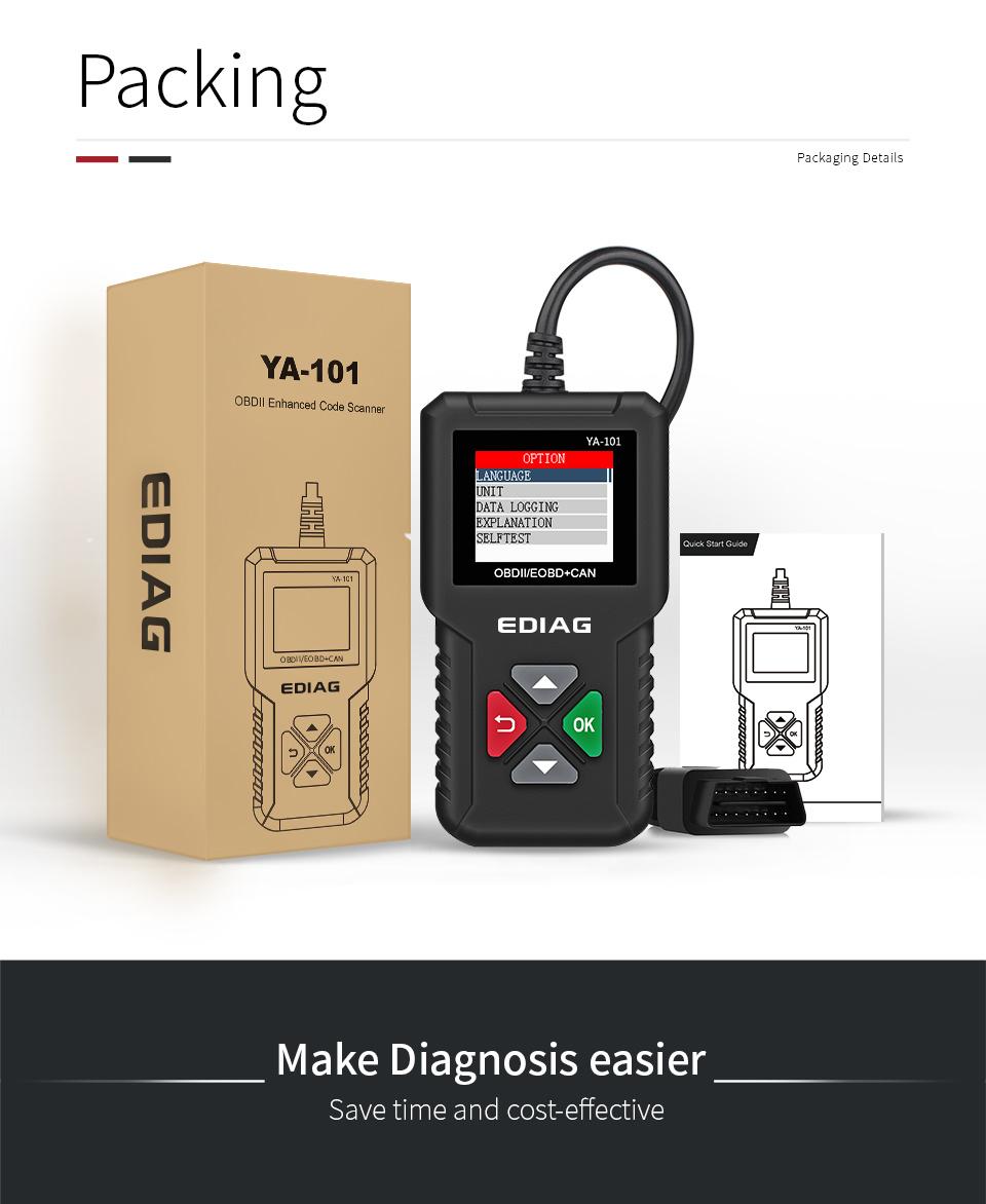 Ediag Ya101 Auto Scanner Same as Launch Cr3001 Obdii Test