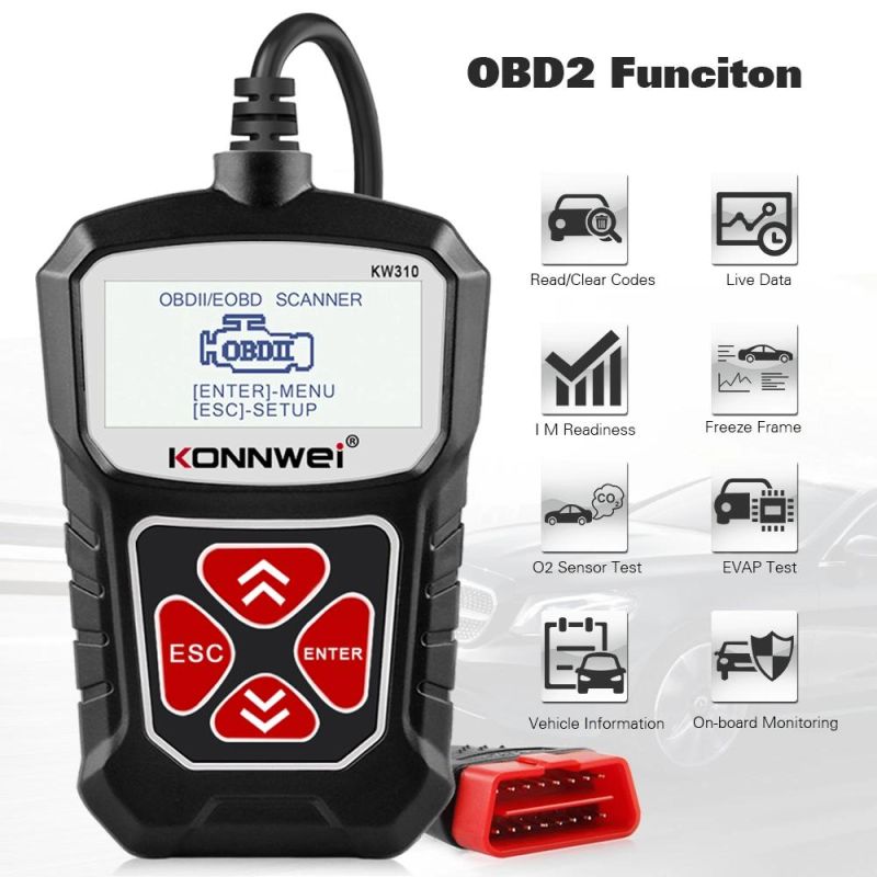 Konnwei Kw310 OBD2 Eobd2 Code Reader Clear Fault Codes for Almost 12V Obdii Auto Car Diagnostic Scanner Tool Pk Launch Cr3001