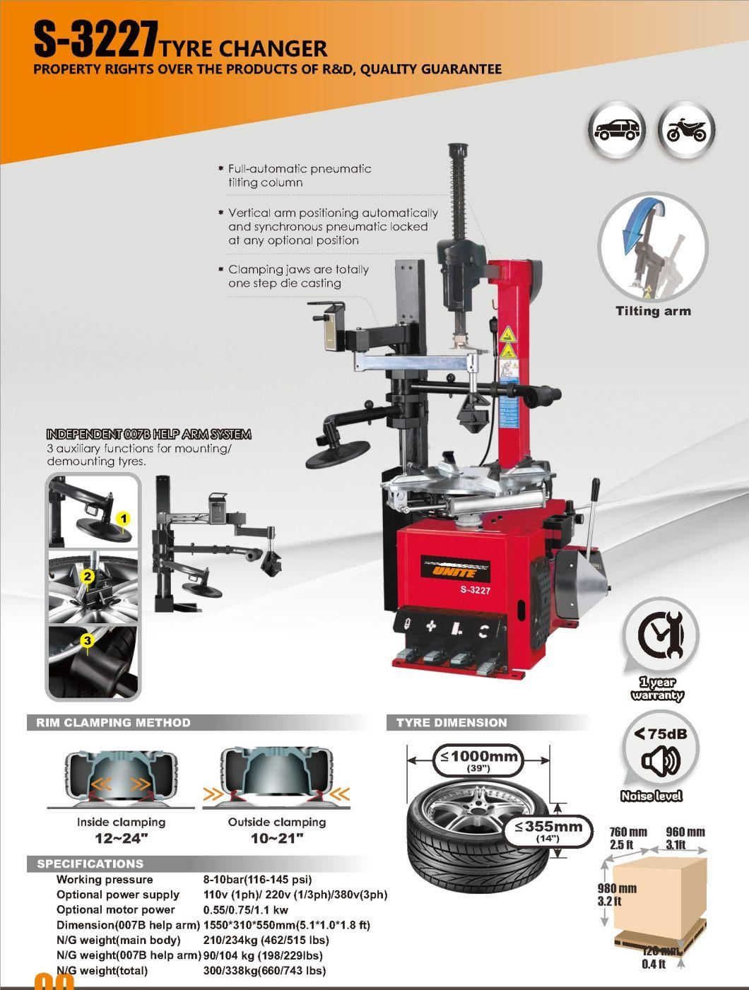 Full-Automatic Pneumatic Tilting Tire Changer Tyre Changing Equipment S-3227