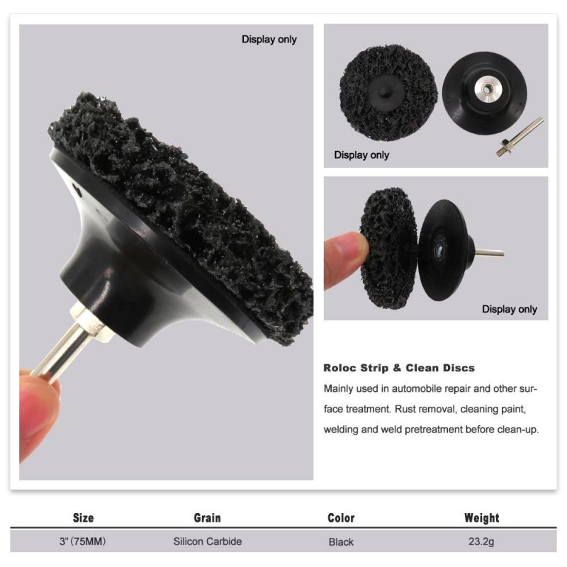 3" 75mm Quick Change Roll Lock Black Easy Strip & Clean Discs for Paint Rust Removal Auto Surface Prep