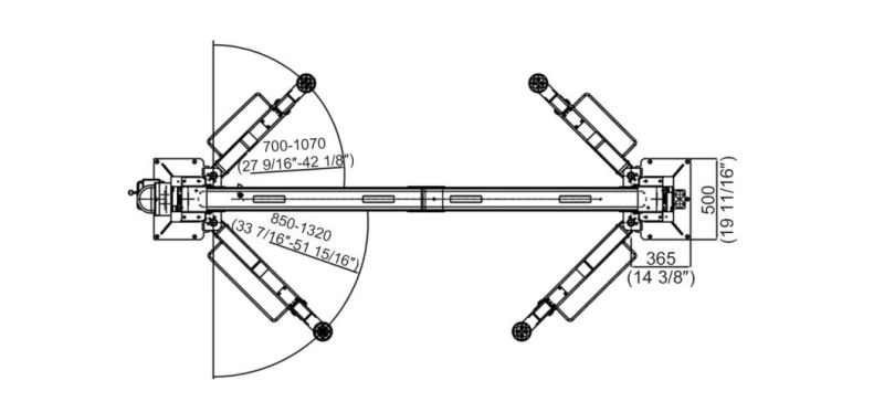 on-7214dt/4.5 Clearfloor 2 Post Lifts -One Side Manual Release and Dual Direct Drive Cylinders.