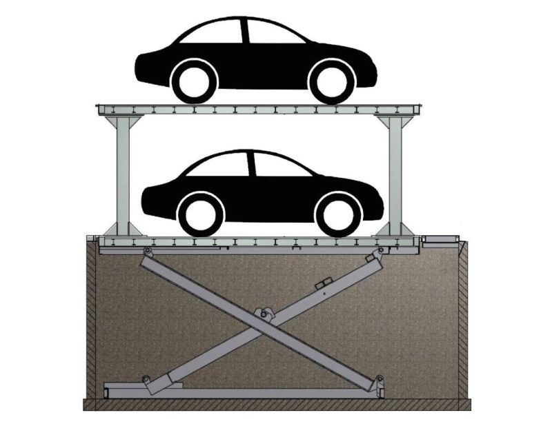 2 Level Hydraulic Scissor Platform 2 Car Stacker