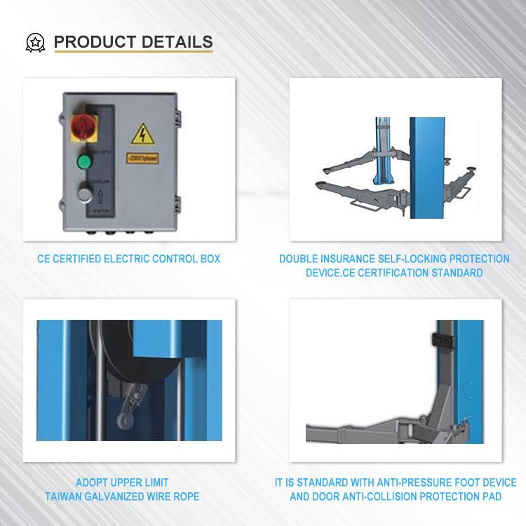 Hydraulic Workshop Auto 2 Post Car Lift CE Certificate Vehicle Hoist