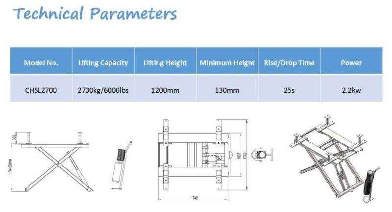 MID Rise Hydraulic Portable Movable Scissor Lift/Hoist for Car/Vehicle Maintenance/Workshop