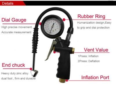 Heavy Duty Dial Tire Inflator Gauge with Pressure Gauge