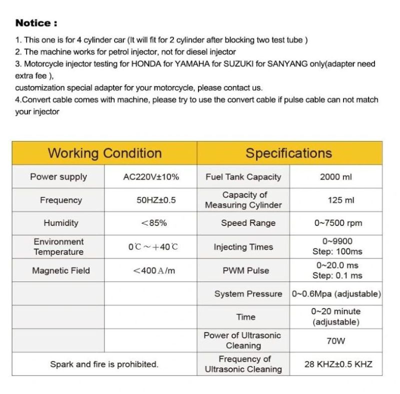 Autool CT-200 Automotive 6 Cylinder Ultrasonic Wave Fuel Injector Cleaner and Tester Automotive Fuel Cleaning Tools 110V/220V