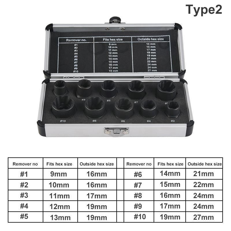 10PCS Nut Removal Tool Nut Lock Remover Twist Socket Set Car Wheel Nut Socket Screw Extractor Tool Automotive Tools