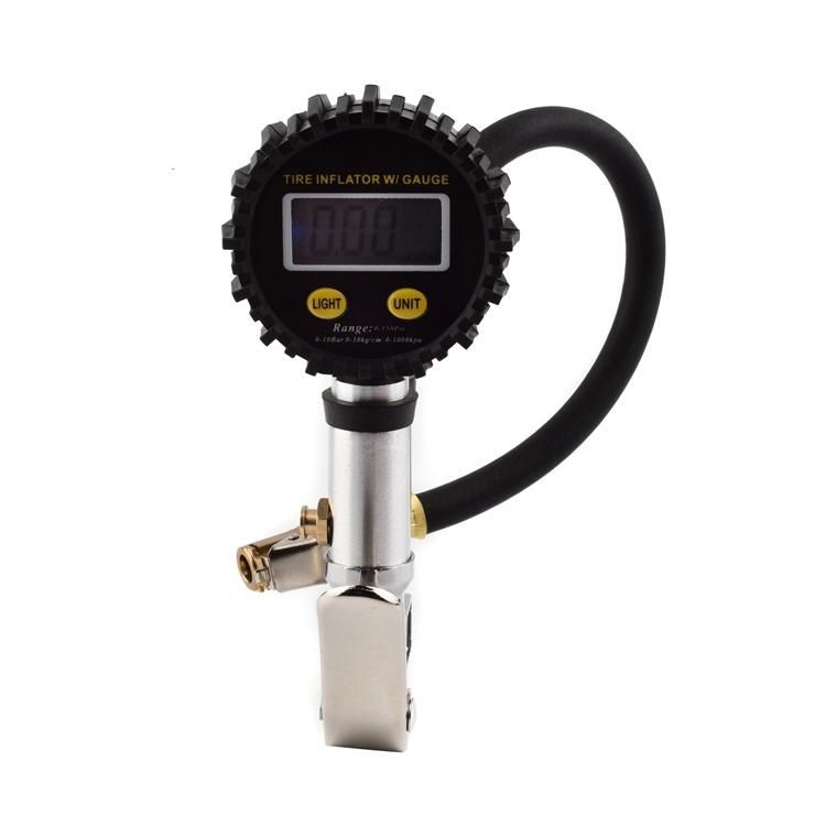 China Factory Price LCD Air Digital Tire Inflator Gauge with Chuck and Hose