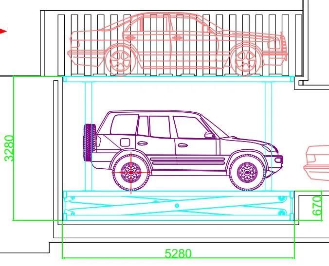 Two Cars Scissor Parking System