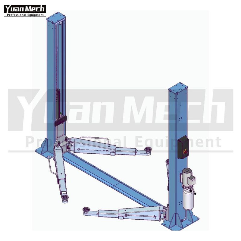 Yuanmech F4032ee Baseplate Car Lift Two Post 4t with with Electro Down Valve and Electromagnet Realese