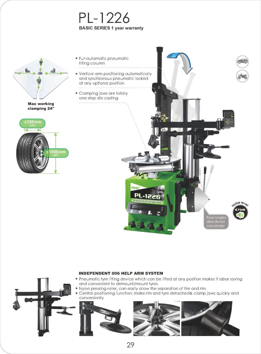 Puli Full-Automatic Tilting Arm Tire Changer CE Pl-1226 Machine Price Economical Automatic Car Workshop for Sale