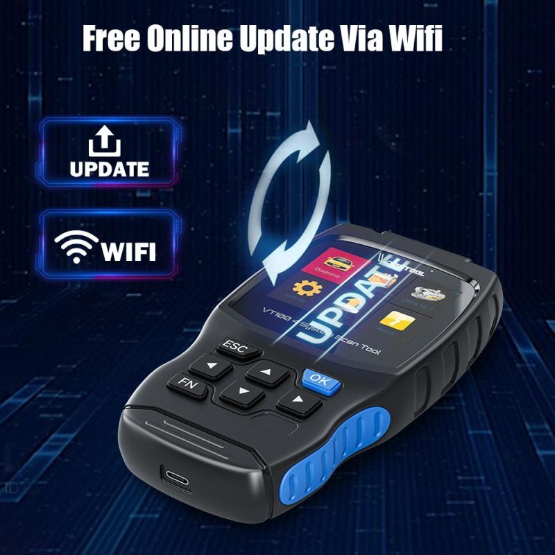 Vdiagtool Vt100 OBD2 Diagnostic Scan Tools Automotive Code Reader OBD 2 Scanner with 5 Special Service Resets Function ABS SRS