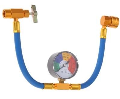 AC Refrigerant Charge Hose Kit, Recharge Hose with Pressure Gauge