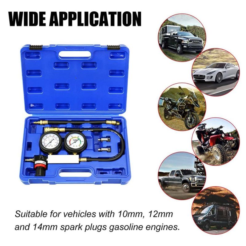 Viktec Professional Dual Pressure Gauges Engine Compression 5PC Cylinder Leak Down Tester for Car Truck Motorcycle