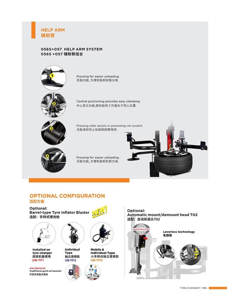 Unite Tilting Back Tire Changer with Dual Help Arm System Tyre Repair Machine U-6657