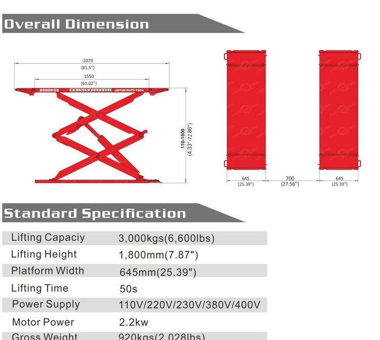 Automatic Scissor Lift CE Approved Car Repair Scissor Lift