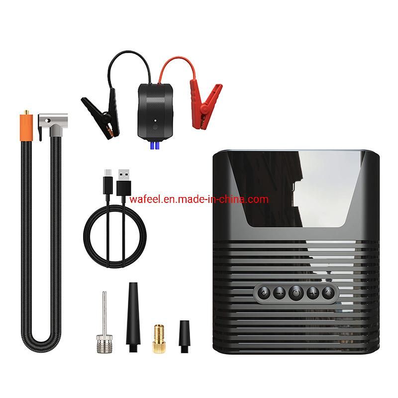 12V Emergency Auto Battery Booster, Car Battery Jump Starter with Tire Inflator Air Compressor