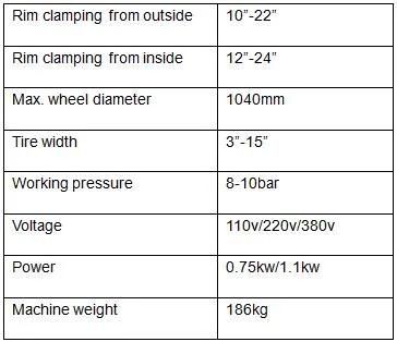 Tire Changer Fo Chaning and Car Tyres Rim Diameter 10"-24"