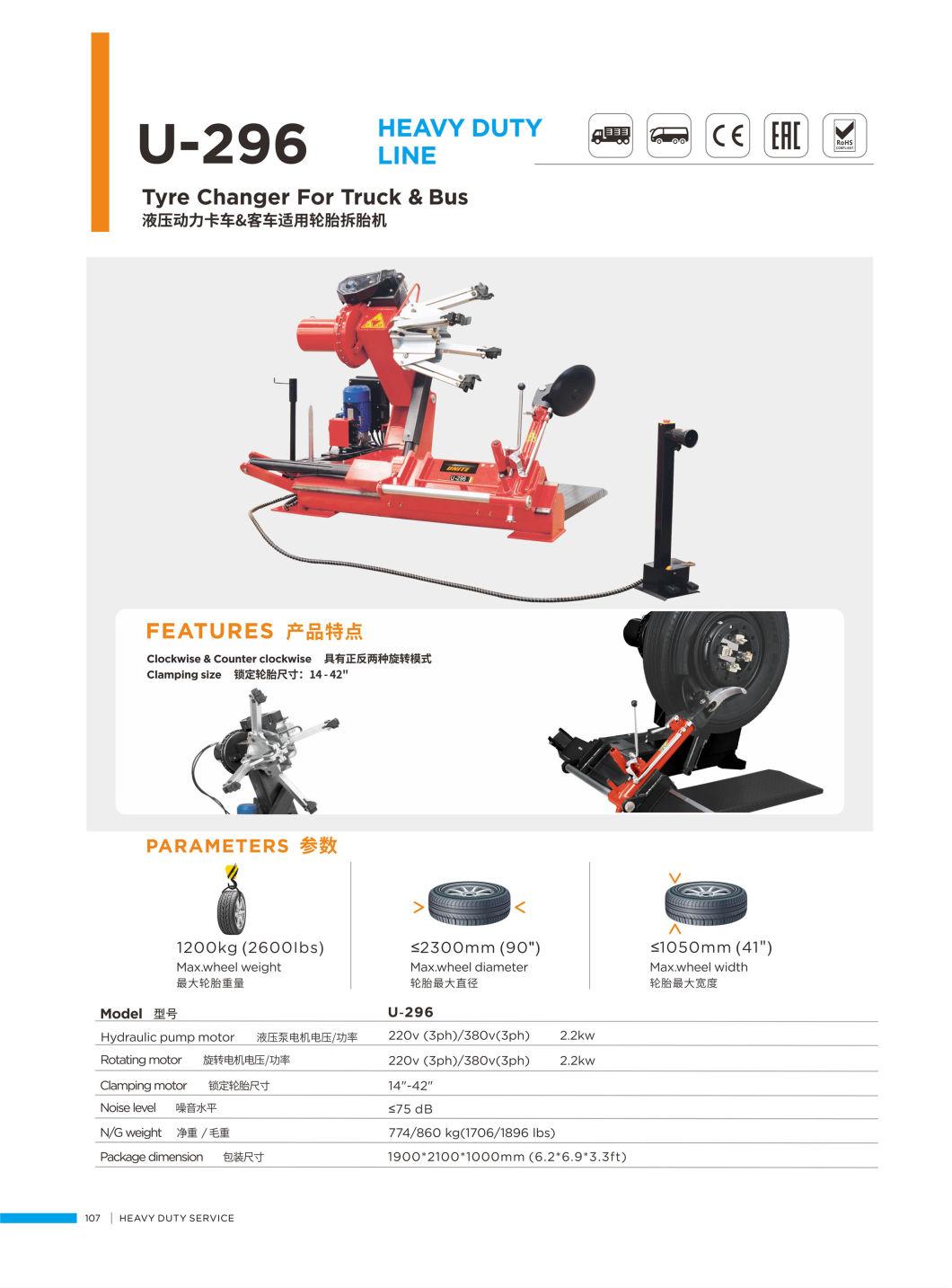 Unite Tyre Changer for Truck Bus Hydraulic Truck Tire Changer 14"-42"Duty Car Repair Machine U-296