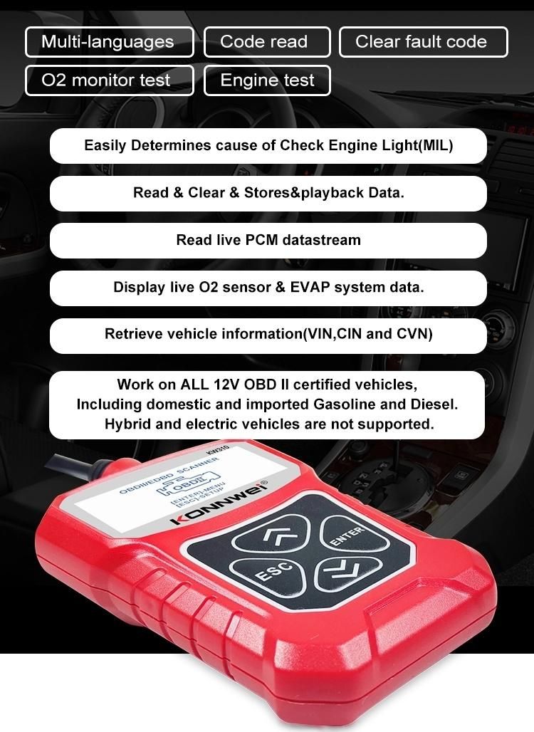 Konnwei OBD2 Auto Diagnostic Tools Key Progammer Electronics Circuit Scanner for Car, Heavy Duty Truck Excavator