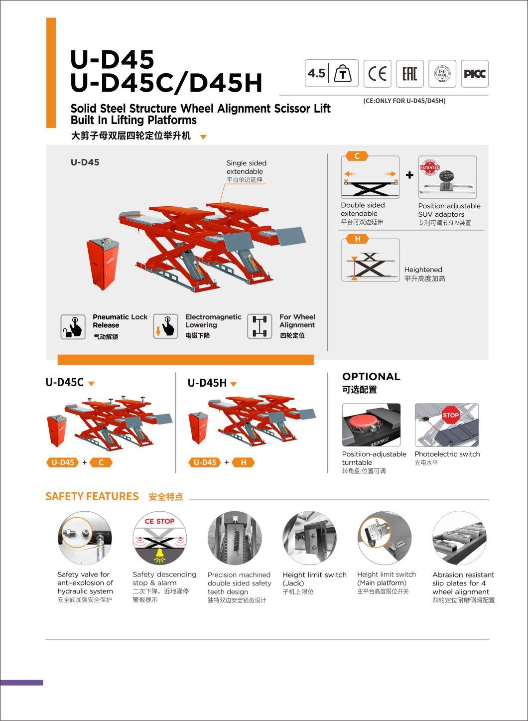 Wheel Alignment Scissor Lift Table U-D45h Solid Steel Structure Wheel Alignment Scissor Lift Built in Lifting Platforms