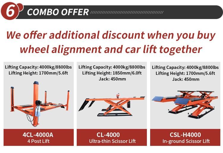 Garage Equipment 3D Four Wheel Alignment with Automaitic Lift Beam