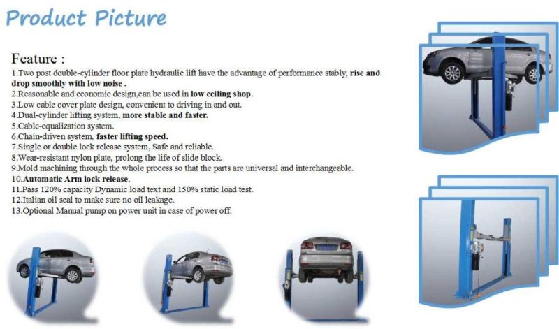 No Noise Two Post Gantry Car Lift with Ce