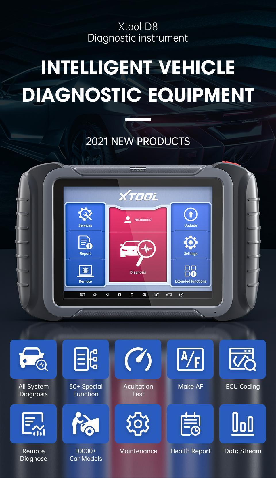 2021 Newest Xtool D8 OBD2 Diagnostic Scanner Automotive OBD Code Reader Professional Car Scan Tool 8 Inch Scanner Support Can Fd