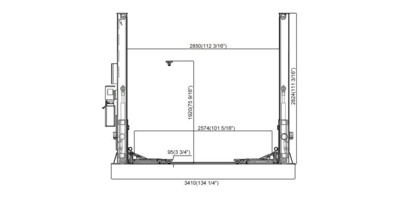 on-7224/4.5 Two Side Manual Release and Dual Chain Drive Cylinders Base Plate 2 Post Car Lift