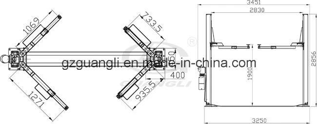 Guangli Ce ISO Cheep Price Hydraulic 2 Two Post Car Lift