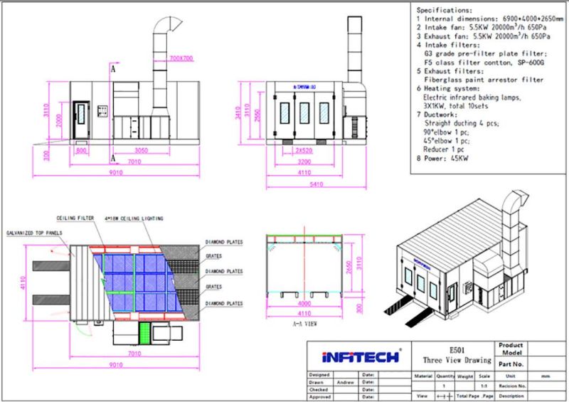 Efficient Paint Baking Booth with Electric Infrared Lamps for Vehicles